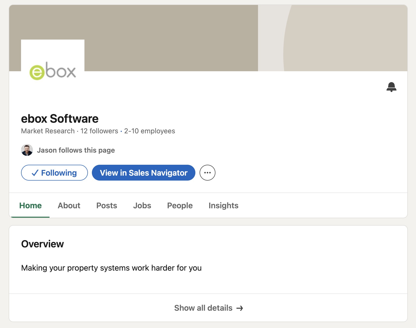 eBox LinkedIn company page screenshot